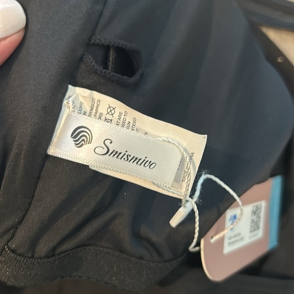 Halter One Piece Ruching Tummy Control Retro Bathing Suit, Black, Women Size XL - Picture 5 of 14